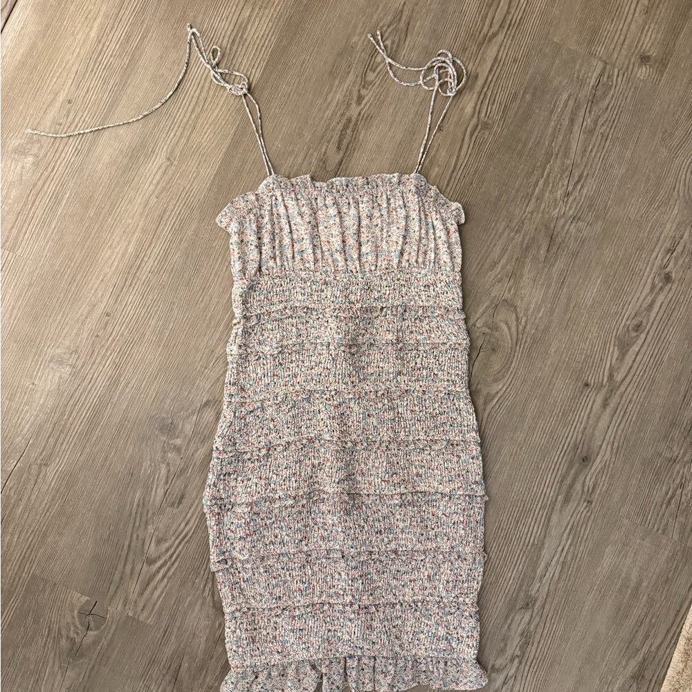Elegant floral print Knit Dress with tie straps